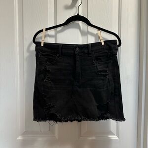 American Eagle Outfitters Black Distressed Mini Skirt